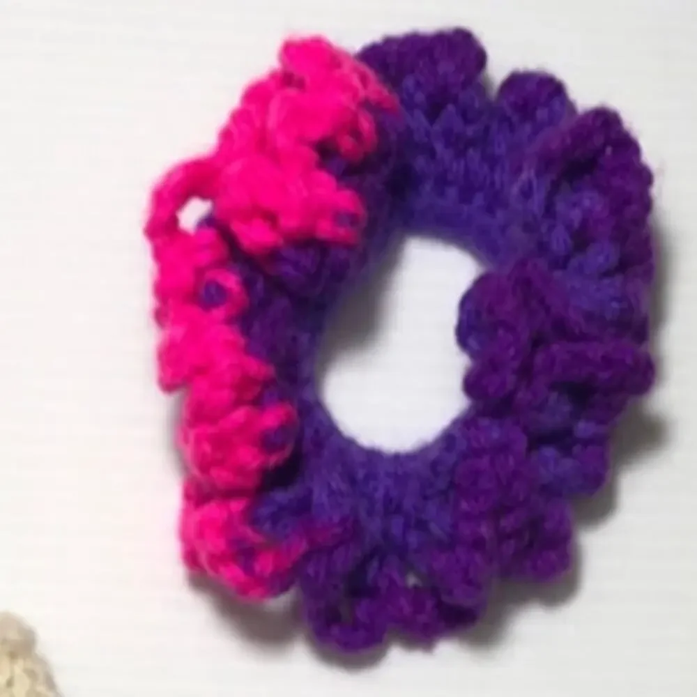 NWT Multicolor Handmade Crocheted Hair Scrunchie Set of 3
